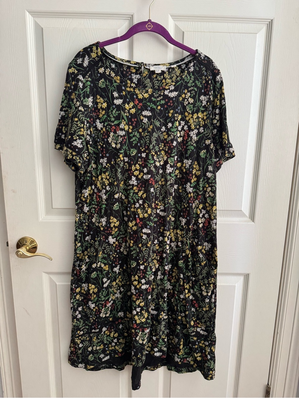 Black Floral Short-Sleeve Women's Dress FatFace